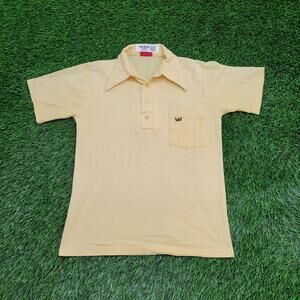 Vintage 80s MOD Crown Polo Shirt Small 17x25 Yellow